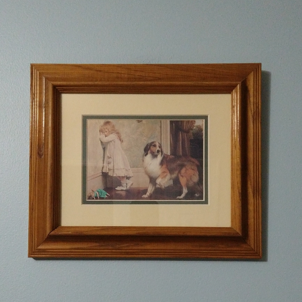 Classic Wooden Framed Art Print Girl With Dog